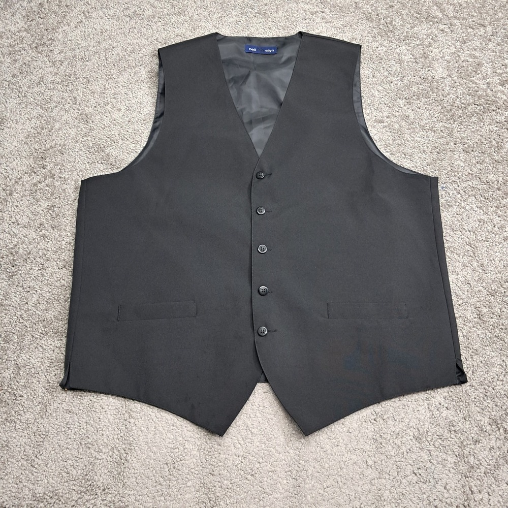 Neil Allyn Mens Black‎ Tuxedo Vest Formal Waistcoat Size Large 5 Button 6709